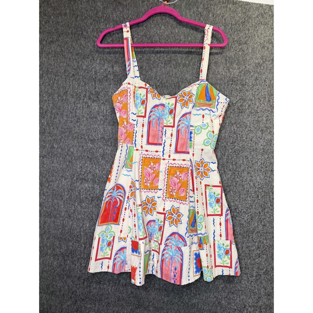 Avec Les Filles Dress Womens 12 Multicolor Tropical Print Fit & Flare Sundress